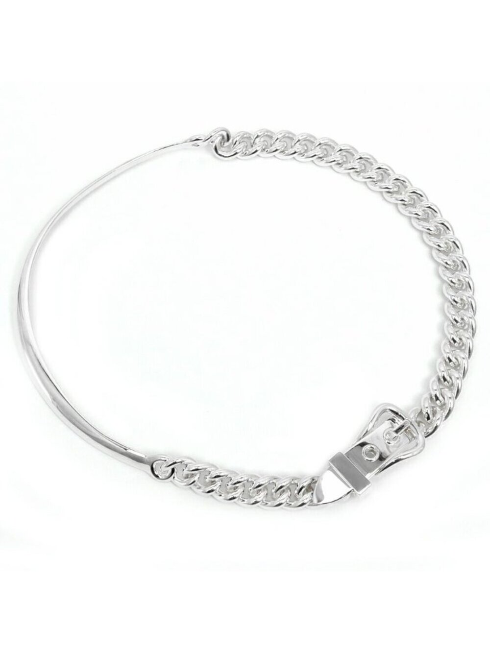 Hermes Necklace Choker Booklet Series GM Inflexible 44 Silver